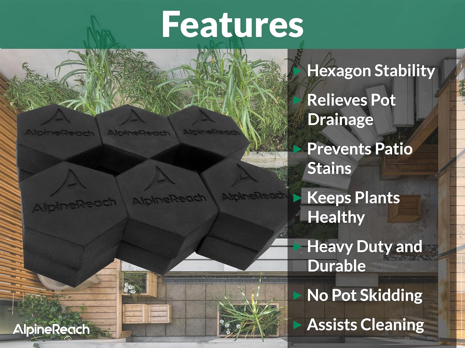 AlpineReach 20 Pack Pot Feet Hexagons & Adhesive Pads - AlpineReach