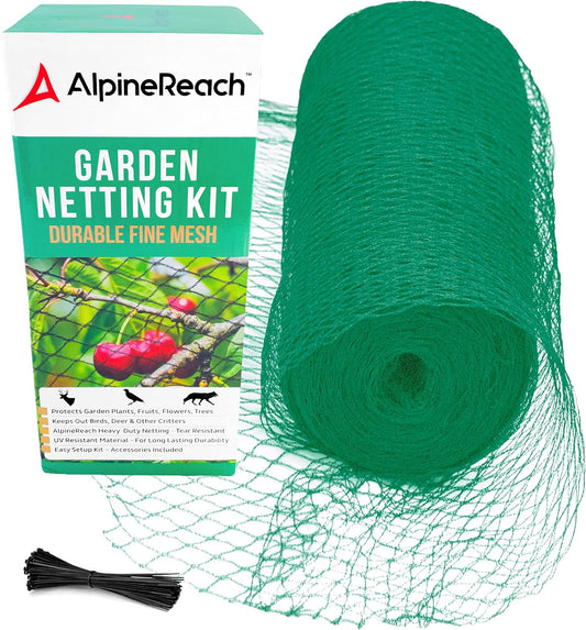 AlpineReach Vogelschutznetz Gartennetz Feinmaschig 4,5m x 9m, Grün