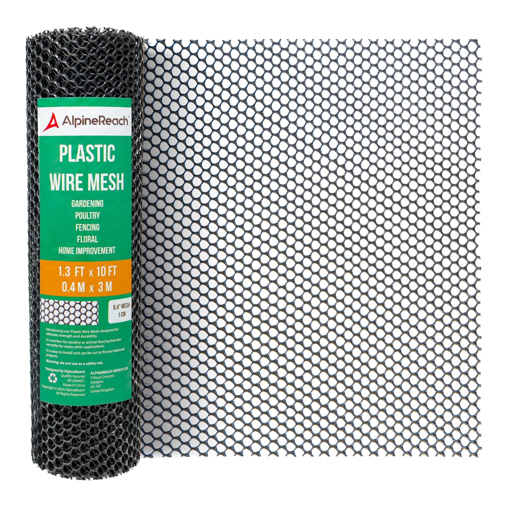 AlpineReach Plastic Wire Mesh Roll 1.3ft x 10ft, Black - AlpineReach